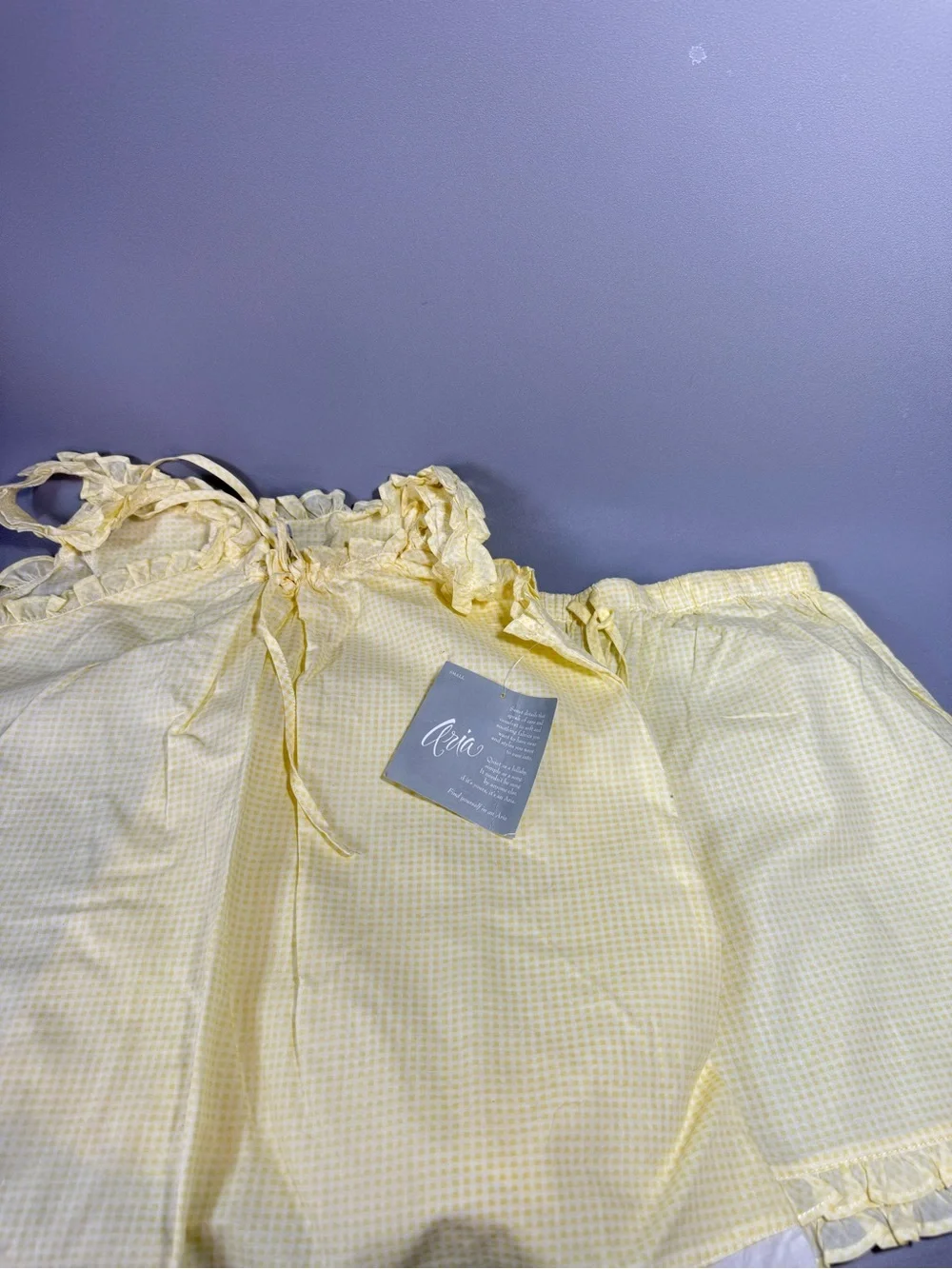 Aria Vintage Pale Yellow Ruffle Cami and Shorts Sleep Set